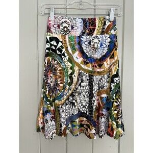 Salaam Skirt XS A-Line Mini Jersey Knit Stretch Geometric Multicolor Stretch